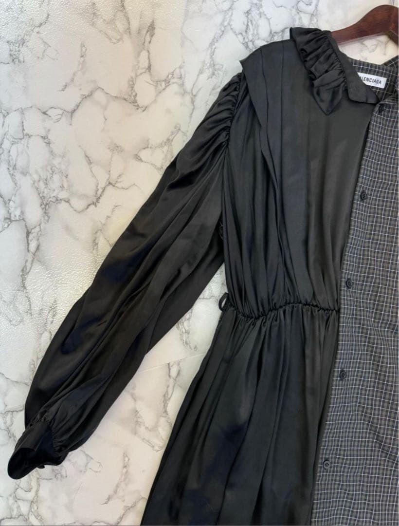 USED BALENCIAGA SILK CHECK DRESS VERYGOOD thumbnail 3
