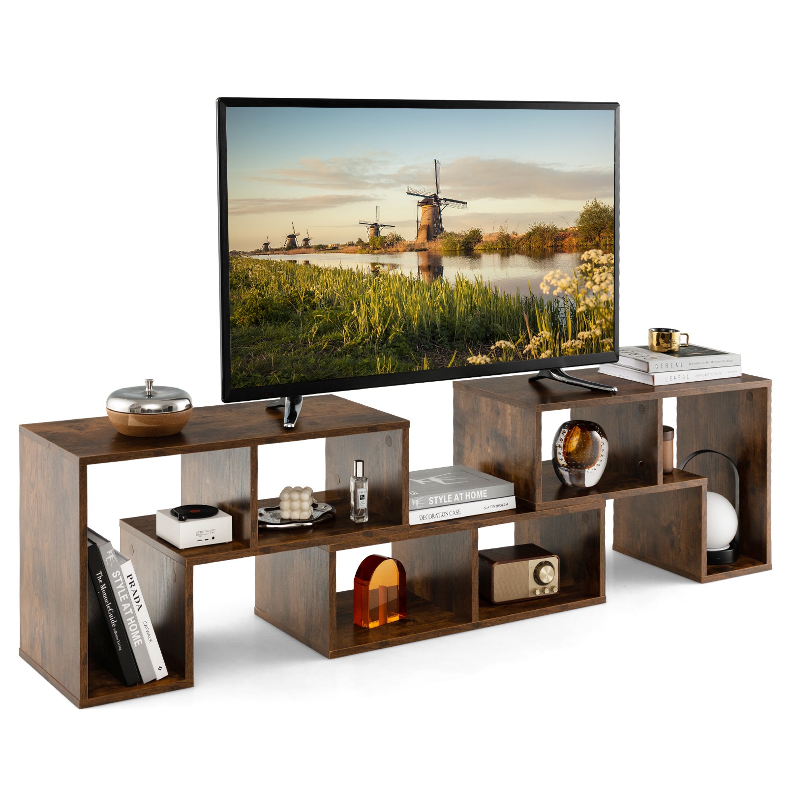 Modern Entertainment Center Storage Bookcase Brown