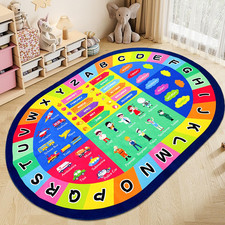Ustide Large Oval Kids Rug 6.5X10Abc Alphabet Educational Fun Oval Classroom