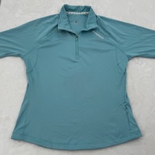 Brooks Womens Quarter Zip Athletic Running Top, Teal Blue Long Sleeve, Sz Large