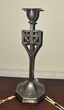 Antique Art Nouveau Candlestick Made In Germany C1920 Solid Tin Nice Example