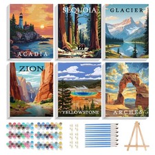 6 Pack Framed National Parks Paint By Numbers Kit Wall Art Decoration Kit