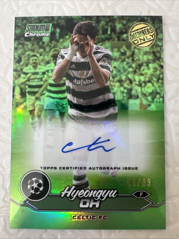 HYEONGYU OH - ROOKIE AUTO GREEN #/99 - 23-24 STADIUM CLUB UEFA MEMBER'S ONLY