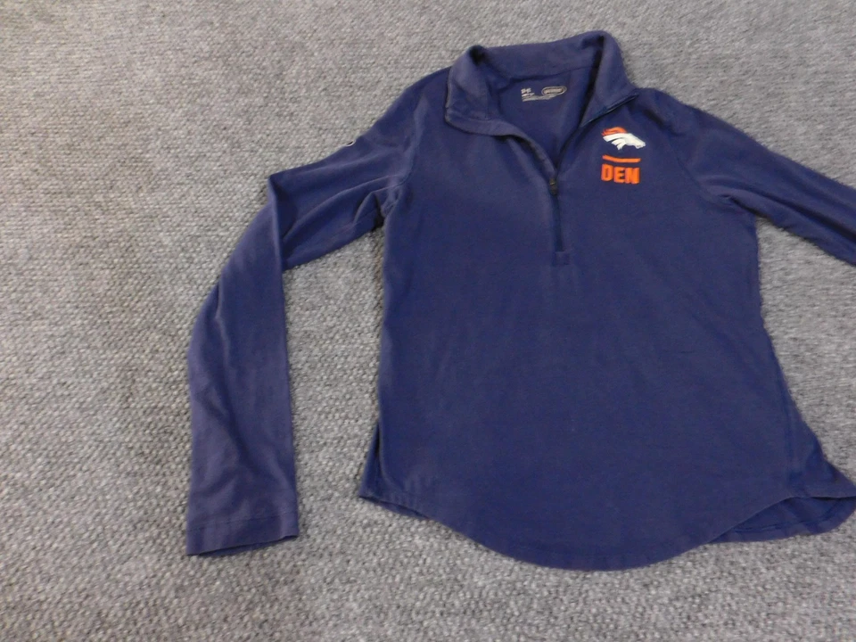 Pullover de los Denver Broncos para mujer con cremallera mediana de cuarto de fútbol americano de la NFL Under Armour Foto 3 de 4
