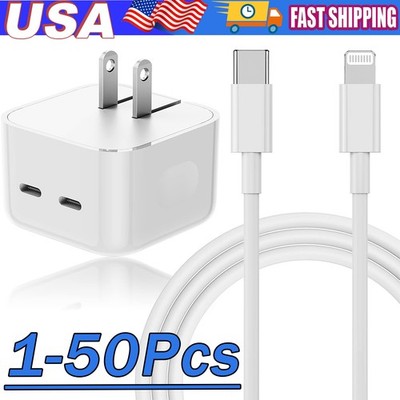 35W USB-C Dual Port Fast Charger Cube PD Adapter For iPhone 16/15/14/13/Pro Lot