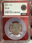 1846 Seated Liberty Twenty Five Cent 25c Coin XF 40 NGC