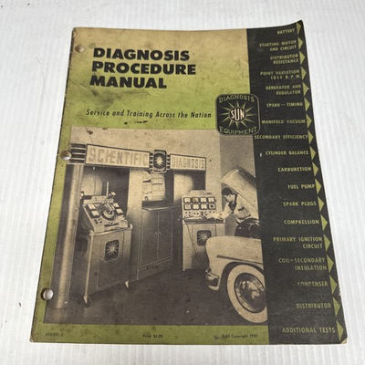 #ad Vintage 1950 Sun Electric Corporation Diagnosis Procedure Manual $23.50