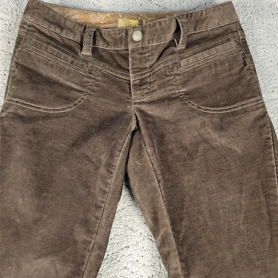 Athleta Pants Womens 4P Brown Corduroy Low Rise Flared Flap Pocket Festival - Image 2 of 4