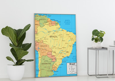 South America Political Map Wall Art Poster 16×20 Brazil World Map Decor