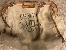 Vintage US mail canvas and leather city collection bag authentic mid centurey