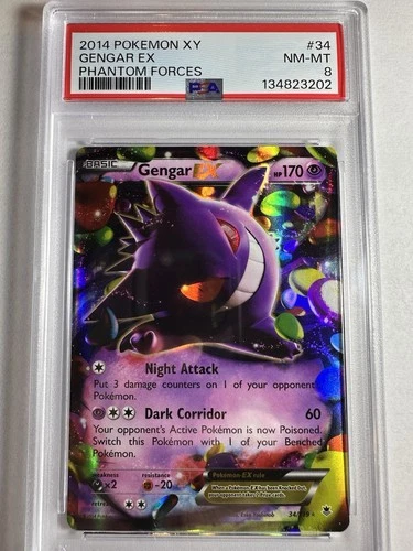 2014 XY Phantom Forces GENGAR EX #34 🔥🔥🔥 New Slab NM-MT PSA 8