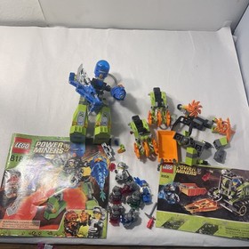LEGO Power Miners Mine Mech 8958 & Magma Mech 8189 As-Is Parts w/ Manuals & Figs