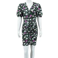Veronica Beard Dress Women 2 Janis Green Black Floral Mini Spring Bodycon Garden