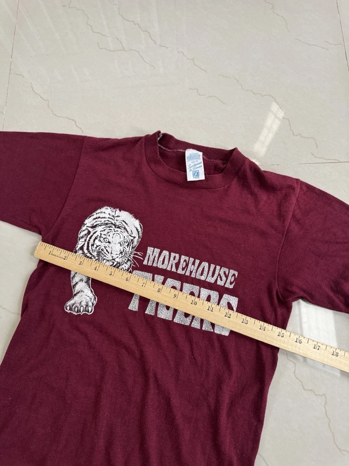 Camiseta vintage Morehouse Tigers anos 70 pequena mistura 50/50 marrom  - Imagem 3 de 4
