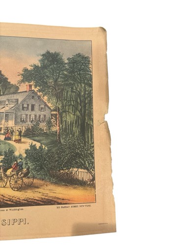 Currier & Ives Full Color Reproduction A Home On The Mississippi - Picture 4 of 5