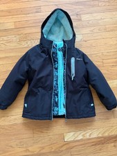 Swiss Tech Dual Layer Ski Winter Coat Youth Girl Size 7/8 Black Blue