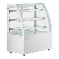 48" White 3-Shelf Curved Glass Dry Bakery Display Case with LED Lighting