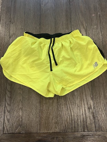 Mens New Balance Black Lined Running Shorts Medium Neon Yellow
