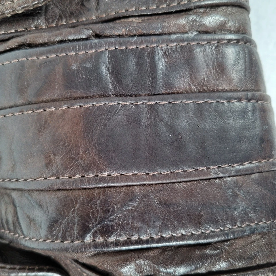 Tylie Malibu Pyramid Hobo Crinkle Leather Messenger Shoulder Bag Brown Retro Y2k - Image 2 of 4