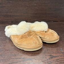 UGG Women's Coquette Slipper Size 5 Chestnut Tan Suede Shearling Fur Clog Mules