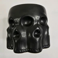 Modern Gothic Black Face Planter / Candle Holder – Matte Sculptural Decor 4.5"