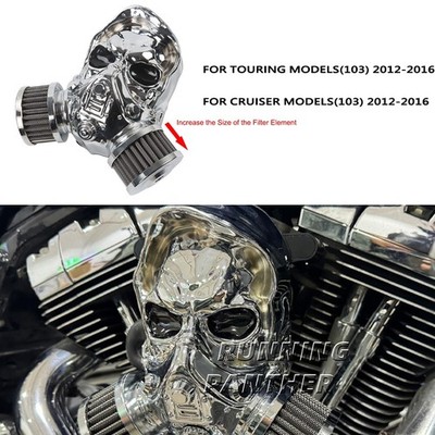 Skull High-Flow Air Filter Cleaner For Harley Street Glide Road Glide 2012-2016