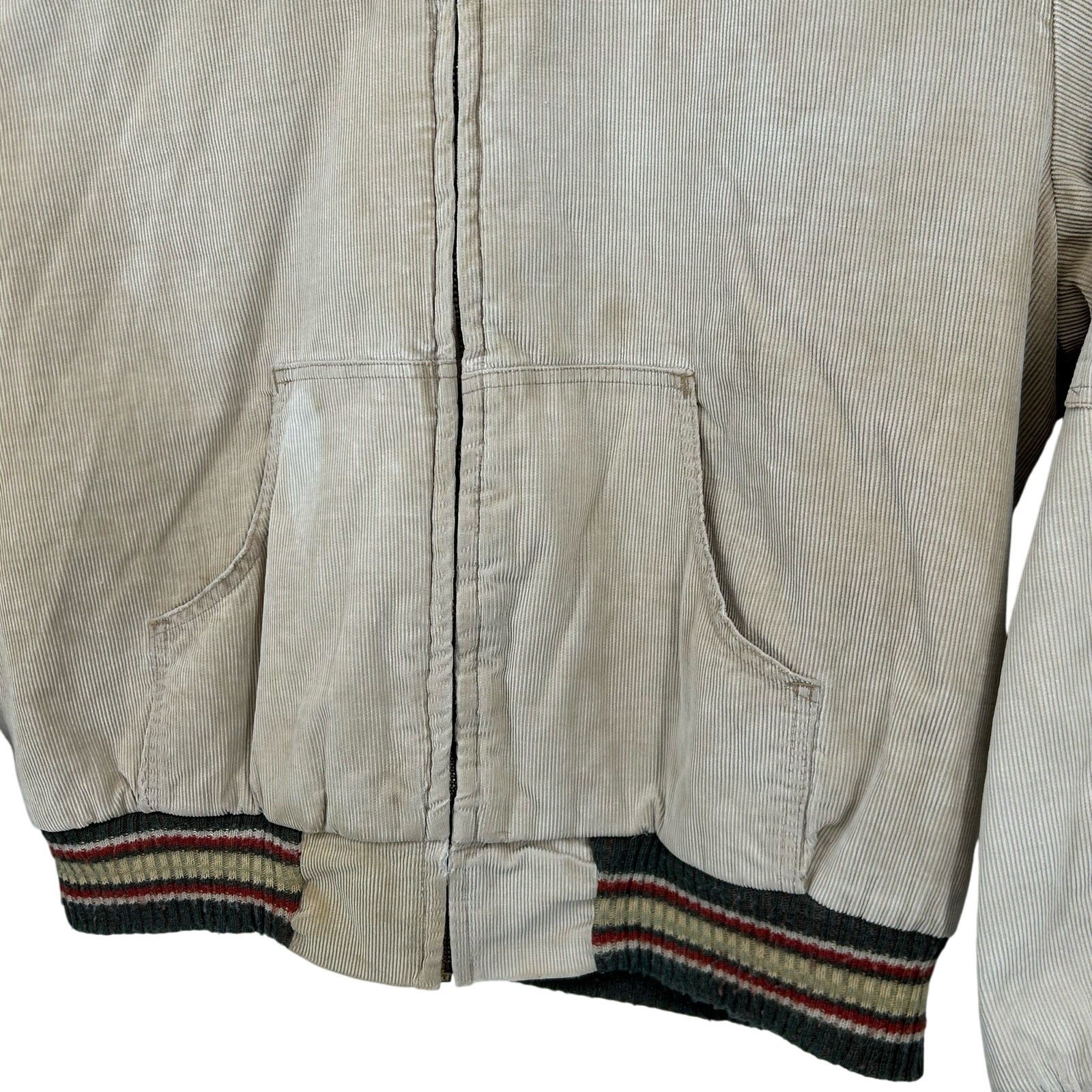 VTG 70s Men's Cream Corduroy OshKosh B'Gosh Quilt Lined Varsity Chore Jacket XL image 7