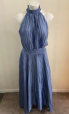 White House Black Market MIDI pleated halter Maxi Dress Size 8