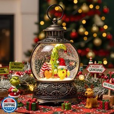 Christmas Snow Globe Lighted Gnomes Santa Elf Whimsical Christmas