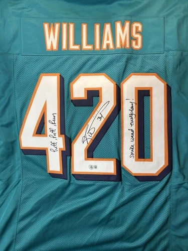 Ricky Williams Autographed NFL Miami Dolphins 420 Jersey with Beckett COA