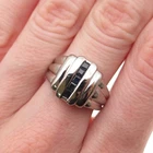 RL Richline 925 Sterling Silver Vintage Real Sapphire Modernist Ring Size 6.75