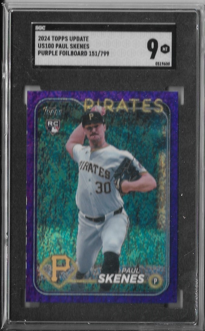 SGC 9 2024 Topps Update Purple Foil PAUL SKENES Rookie RC #US100 #ed 151/799