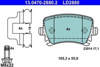 NEU - ATE 13.0470-2880.2 Bremsbelagsatz, Scheibenbremse FüR Audi Seat Skoda VW