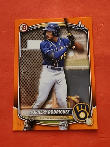 2025 Bowman 1st Bowman Prospect  Yophery Rodriguez Orange /25 BP-36 Brewers - Picture 2 of 3