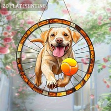 2D Flat Labrador Retriever Sun Catcher Stained Glass Style Dog Window Suncatcher