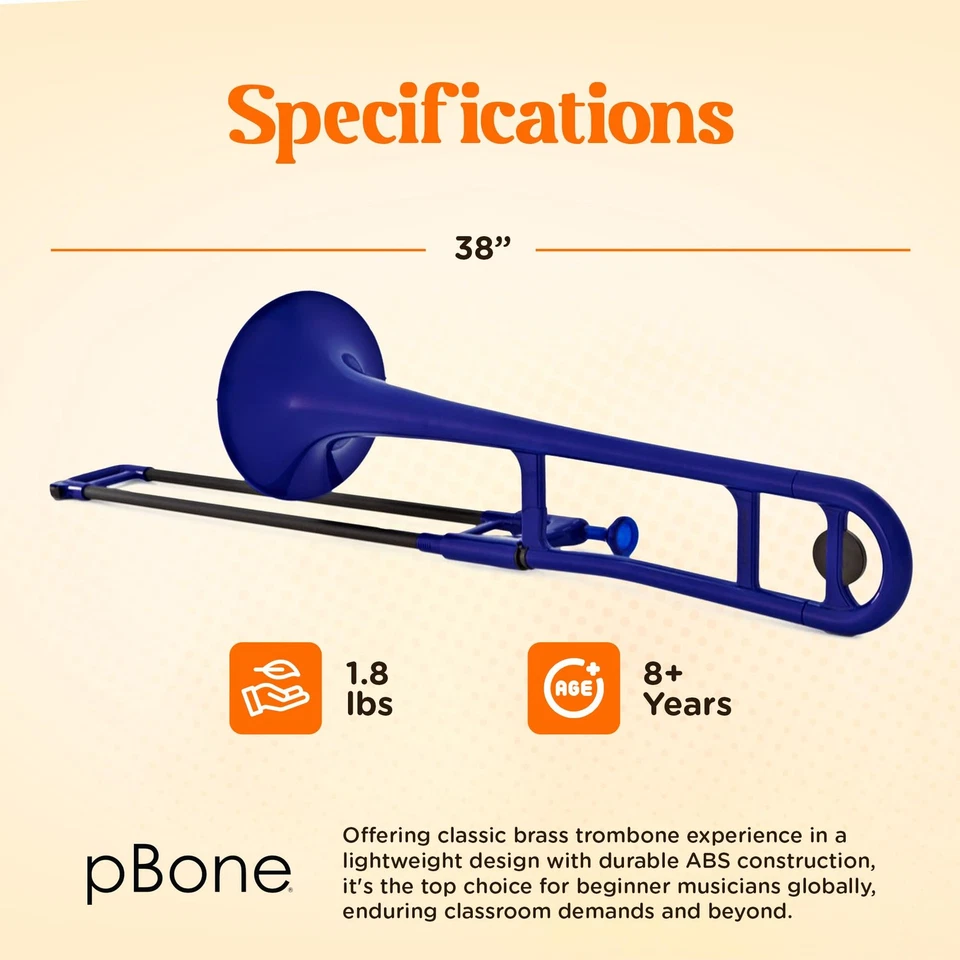 Trombón de plástico pBone Bb - Diseño ligero con agarre ergonómico - Incluye... Foto 4 de 4
