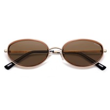 SOJOS Trendy Oval Polarized Sunglasses for Women Men, 80s Medium, Brown/Brown