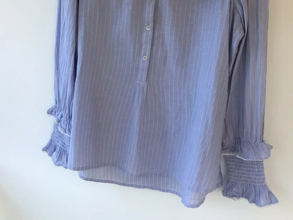 ME+EM Womens Size 16 Cotton Voile Long Sleeve Stripe Frill Ruffle - Image 4 of 4