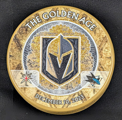 Vegas Golden Knights vs San Jose Sharks 12-10-23 Commemorative Hockey Puck - NHL
