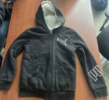 PUMA Size M 10-12 Boys Cotton Blend Full Zip Hi-Pile Lined Athletic Jacket