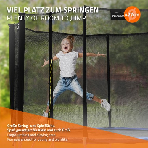 Trampolin redondo de exterior azul cama elástica Ø427 cm con red de seguridad - Imagen 5 de 9