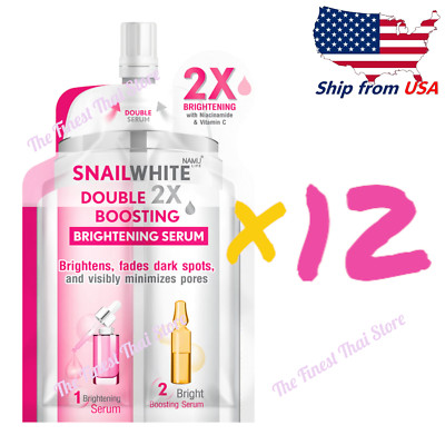 Snail White Snailwhite Double Boosting Whitening Serum 4ml + 4ml ,pack of 12 Sac