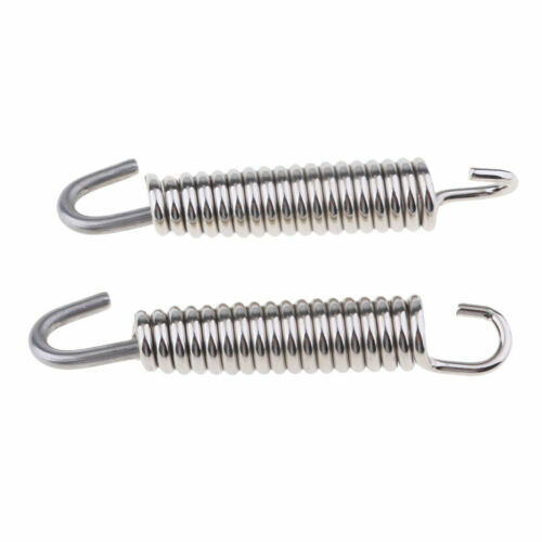 2pcs Stainless Steel Motorcycle Exhaust Pipe Springs - Blue, With Pull Hook, Universal Fit