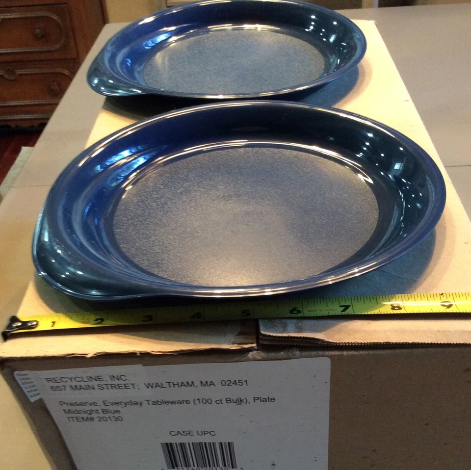 DEZ 9,5” redondo marca PRESERVE - Pratos diários, azul meia-noite, EUA, reciclado - Imagem 3 de 4