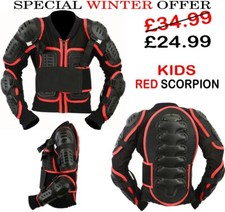 KIDS / CUB RED SCORPION SPINE GUARD CE BODY ARMOUR MOTORBIKE PROTECTION JACKET