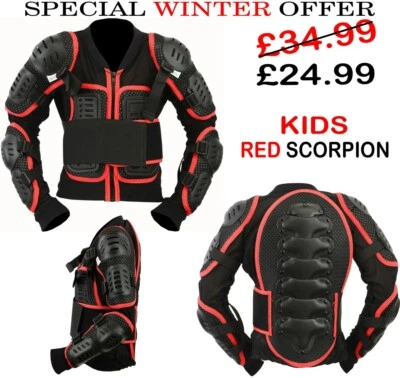 SPEED MAXX KIDS / CUB RED SCORPION SPINE GUARD CE BODY ARMOUR MOTORBIKE PROTECTION JACKET