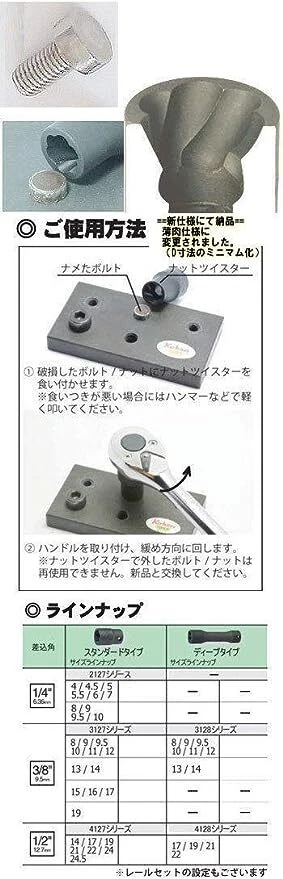 Ko-Ken RS2127 1/4(6.35mm) Nut Twister Socket Set on Rail [6pcs/10pcs] koken - Image 2 of 3