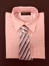boys pink baby formal dress shirt with matching tie for Easter wedding church