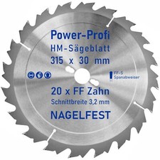 HM-Kreis-Sägeblatt 315 x 30 mm 20 Zahn FF na...