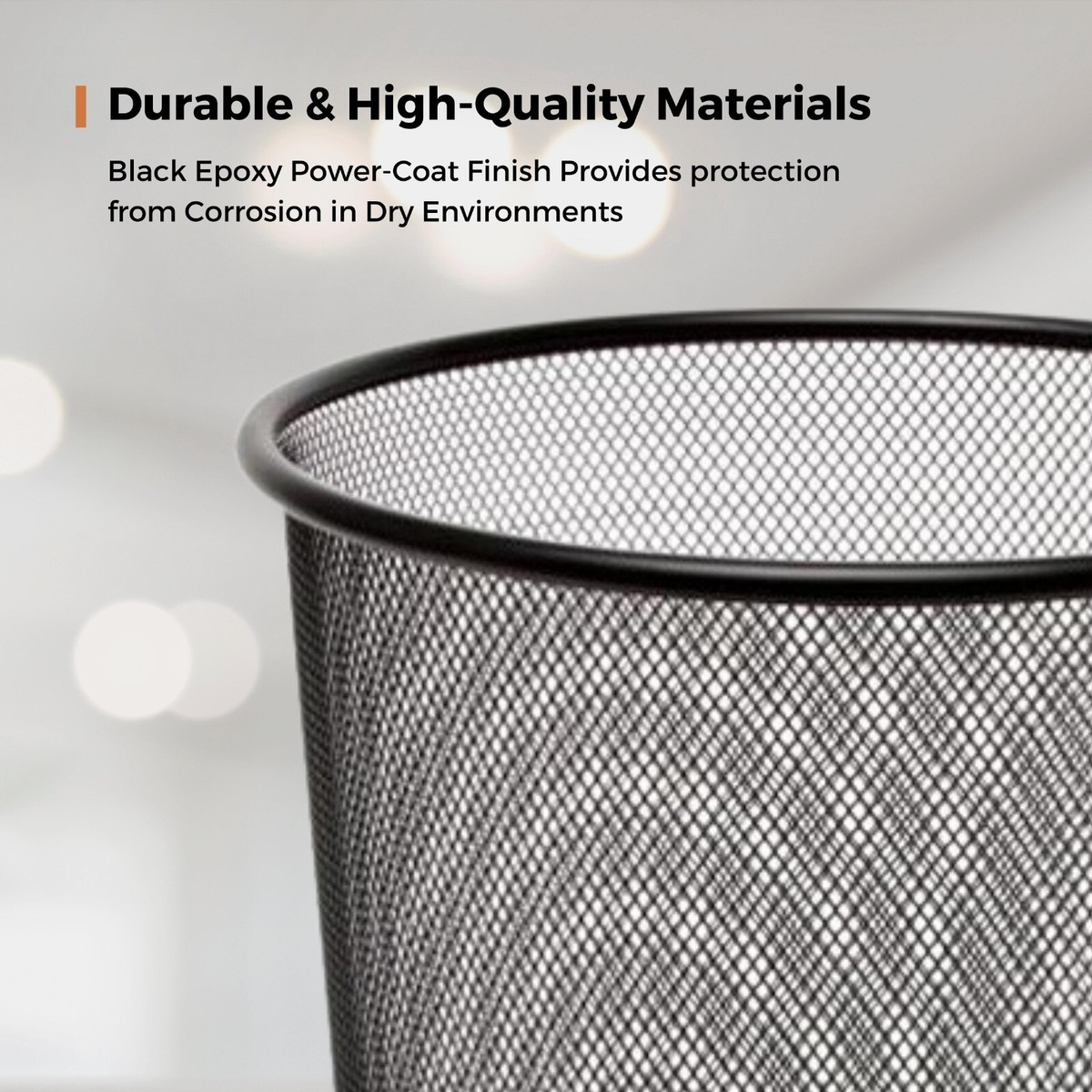 Mesh Waste Paper Bin Metal Wire Rubbish Basket For Office Bedroom - View #11